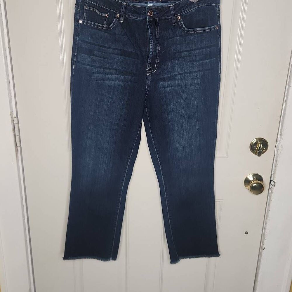 Seven7 dark denim raw hem cropped jeans women's size 12 - Picture 4 of 4